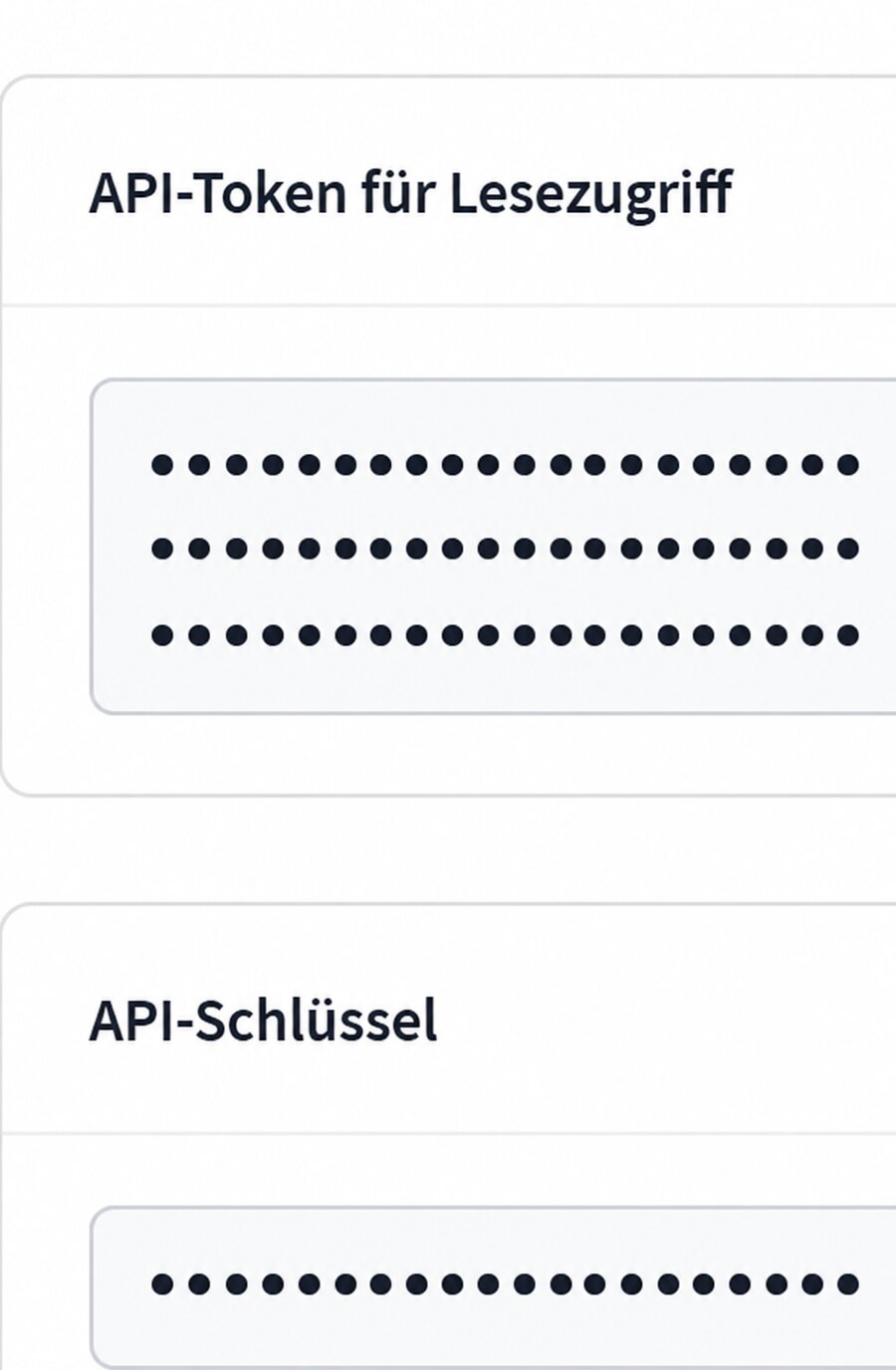 Unterschied zwischen API-Token für Lesezugriff und kurzem API-Schlüssel